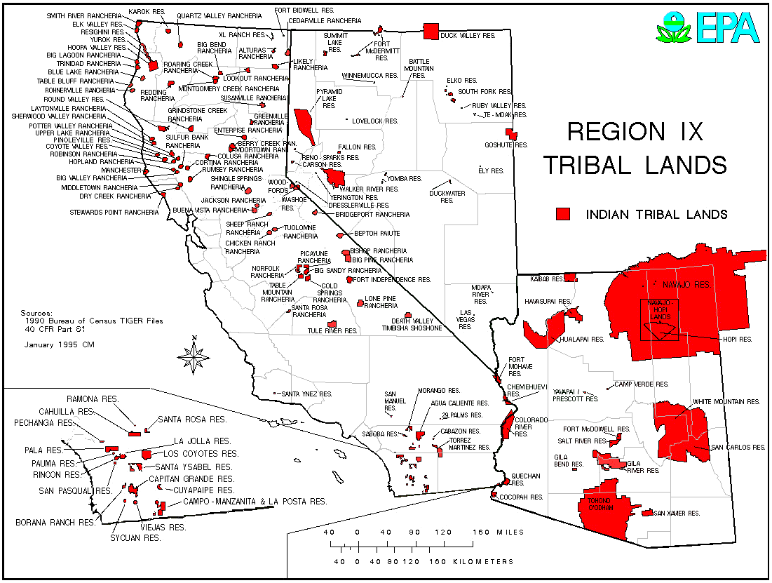 Map of California, Nevada and Arizona